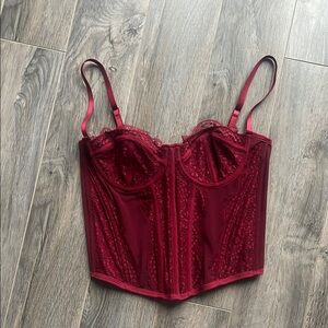 NWT SHEIN Red Lace Corset Top